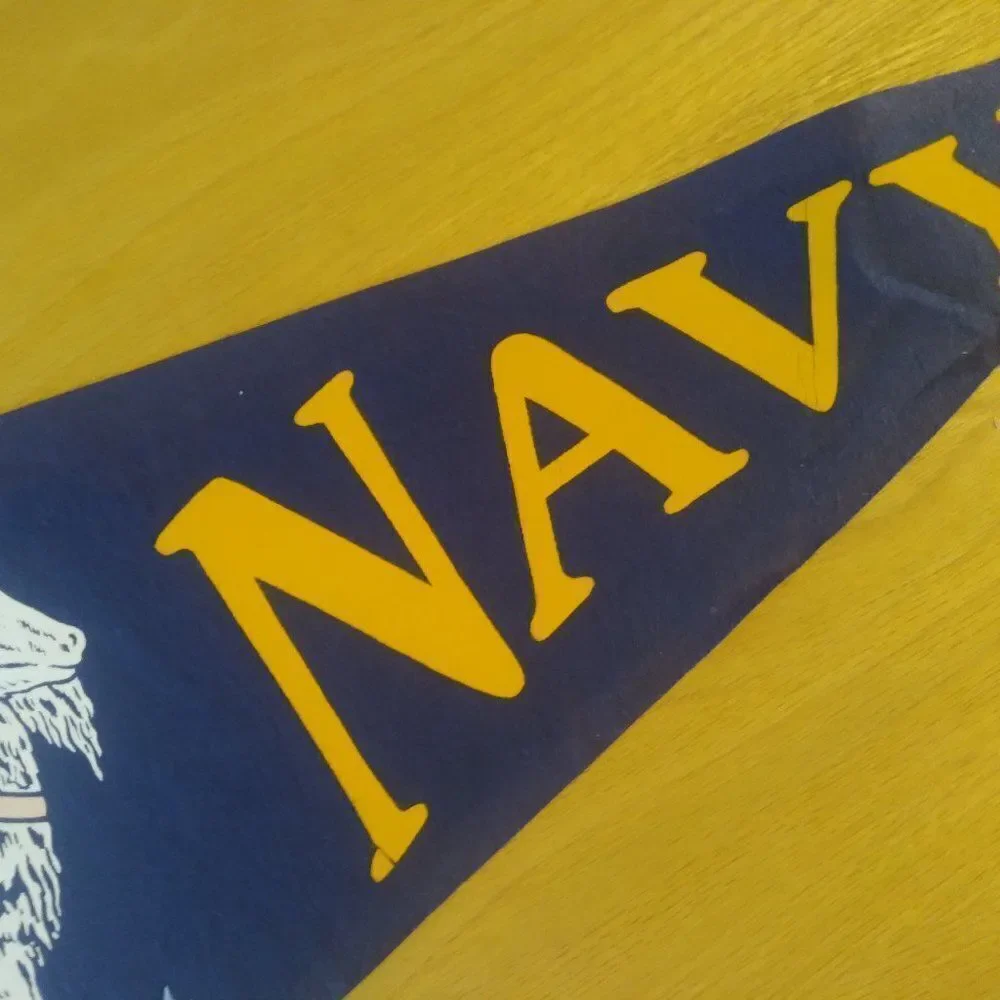 Vintage 60s Navy Goats Pennant Flag
